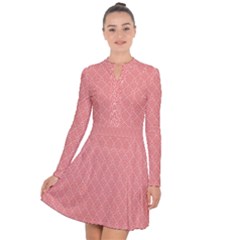 A Red And White Background With A Pattern Long Sleeve Panel Dress by catchydesignhill