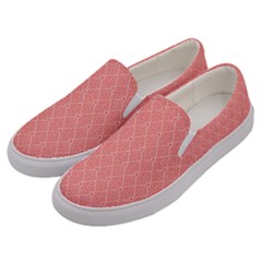 A Red And White Background With A Pattern Men s Canvas Slip Ons by catchydesignhill