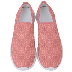 A Red And White Background With A Pattern Men s Slip On Sneakers by catchydesignhill