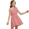 A Red And White Background With A Pattern Kids  One Shoulder Party Dress View2