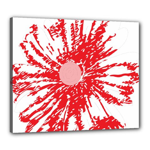 A Drawing Of A Red Flower On A White Background Canvas 24  X 20  (stretched) by catchydesignhill