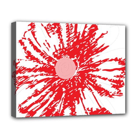 A Drawing Of A Red Flower On A White Background Deluxe Canvas 20  X 16  (stretched) by catchydesignhill