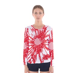 A Drawing Of A Red Flower On A White Background Women s Long Sleeve T-shirt