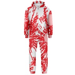 A Drawing Of A Red Flower On A White Background Hooded Jumpsuit (men)