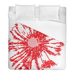 A Drawing Of A Red Flower On A White Background Duvet Cover (full/ Double Size) by catchydesignhill