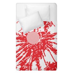 A Drawing Of A Red Flower On A White Background Duvet Cover Double Side (single Size) by catchydesignhill