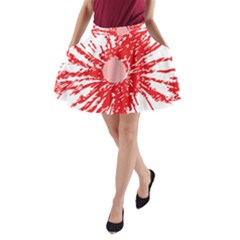 A Drawing Of A Red Flower On A White Background A-line Pocket Skirt by catchydesignhill