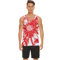 A Drawing Of A Red Flower On A White Background Men s Wide Collar Tank Top by catchydesignhill