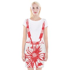 A Drawing Of A Red Flower On A White Background Braces Suspender Skirt by catchydesignhill