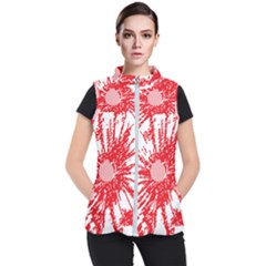 A Drawing Of A Red Flower On A White Background Women s Puffer Vest