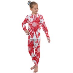 A Drawing Of A Red Flower On A White Background Kids  Long Sleeve Set 