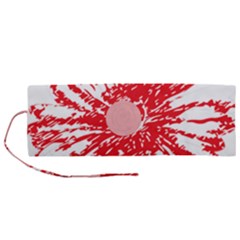 A Drawing Of A Red Flower On A White Background Roll Up Canvas Pencil Holder (m) by catchydesignhill