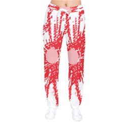 A Drawing Of A Red Flower On A White Background Women Velvet Drawstring Pants