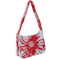 A Drawing Of A Red Flower On A White Background Zip Up Shoulder Bag by catchydesignhill