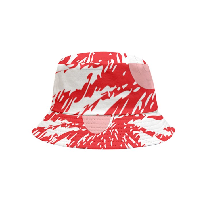 A Drawing Of A Red Flower On A White Background Inside Out Bucket Hat (Kids)