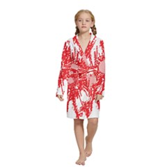 A Drawing Of A Red Flower On A White Background Kids  Long Sleeve Velvet Lounge Robe by catchydesignhill