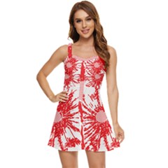 A Drawing Of A Red Flower On A White Background Ruffle Edge Bra Cup Chiffon Mini Dress by catchydesignhill