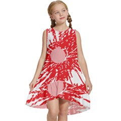 A Drawing Of A Red Flower On A White Background Kids  Frill Swing Dress by catchydesignhill