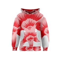 A Red Flower On A Black Background Kids  Pullover Hoodie