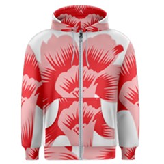 A Red Flower On A Black Background Men s Zipper Hoodie