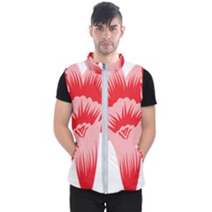 A Red Flower On A Black Background Men s Puffer Vest