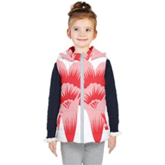 A Red Flower On A Black Background Kids  Hooded Puffer Vest by catchydesignhill