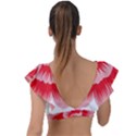 A Red Flower On A Black Background Plunge Frill Sleeve Bikini Top View2