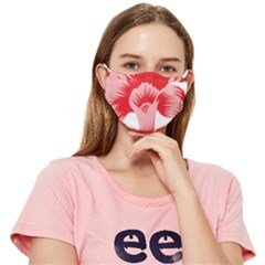 A Red Flower On A Black Background Fitted Cloth Face Mask (adult) by catchydesignhill