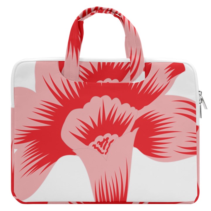 A Red Flower On A Black Background MacBook Pro 13  Double Pocket Laptop Bag