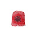 A Red Flower With A Black Center On A Black Background Drawstring Pouch (XS) View2