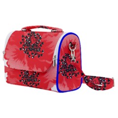 A Red Flower With A Black Center On A Black Background Satchel Shoulder Bag by catchydesignhill