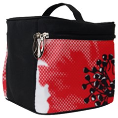 A Red Flower With A Black Center On A Black Background Make Up Travel Bag (big) by catchydesignhill