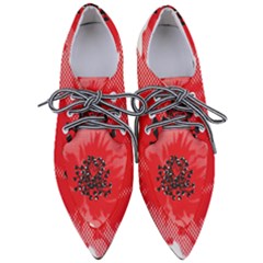 A Red Flower With A Black Center On A Black Background Pointed Oxford Shoes by catchydesignhill