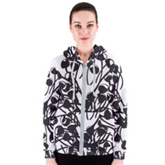 A Black And White Picture Of A Bunch Of Flowers Women s Zipper Hoodie