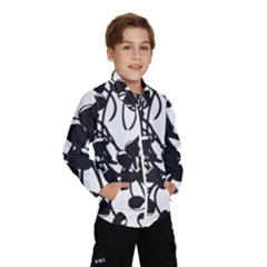 A Black And White Picture Of A Bunch Of Flowers Kids  Windbreaker