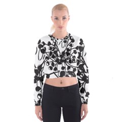 A Black And White Picture Of A Bunch Of Flowers Cropped Sweatshirt