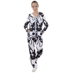 A Black And White Picture Of A Bunch Of Flowers Women s Tracksuit by catchydesignhill