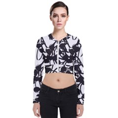 A Black And White Picture Of A Bunch Of Flowers Long Sleeve Zip Up Bomber Jacket by catchydesignhill