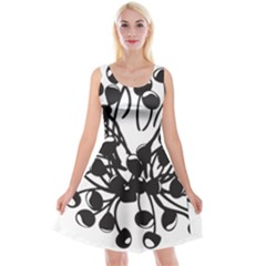 A Black And White Picture Of A Bunch Of Flowers Reversible Velvet Sleeveless Dress