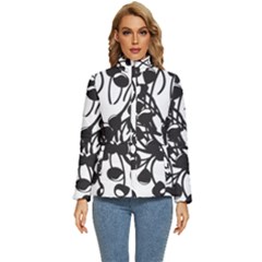 A Black And White Picture Of A Bunch Of Flowers Women s Puffer Bubble Jacket Coat by catchydesignhill