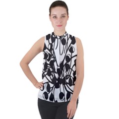 A Black And White Picture Of A Bunch Of Flowers Mock Neck Chiffon Sleeveless Top by catchydesignhill