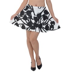 A Black And White Picture Of A Bunch Of Flowers Velvet Skater Skirt