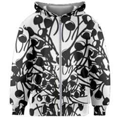 A Black And White Picture Of A Bunch Of Flowers Kids  Zipper Hoodie Without Drawstring