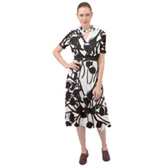 A Black And White Picture Of A Bunch Of Flowers Keyhole Neckline Chiffon Dress by catchydesignhill