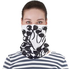 A Black And White Picture Of A Bunch Of Flowers Face Seamless Bandana (adult) by catchydesignhill