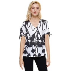 A Black And White Picture Of A Bunch Of Flowers Bow Sleeve Button Up Top by catchydesignhill