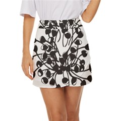 A Black And White Picture Of A Bunch Of Flowers Mini Front Wrap Skirt by catchydesignhill