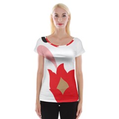 A Red Flower With A Black Background Cap Sleeve Top by catchydesignhill