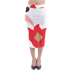 A Red Flower With A Black Background Midi Pencil Skirt by catchydesignhill