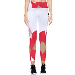 A Red Flower With A Black Background Pocket Leggings  by catchydesignhill